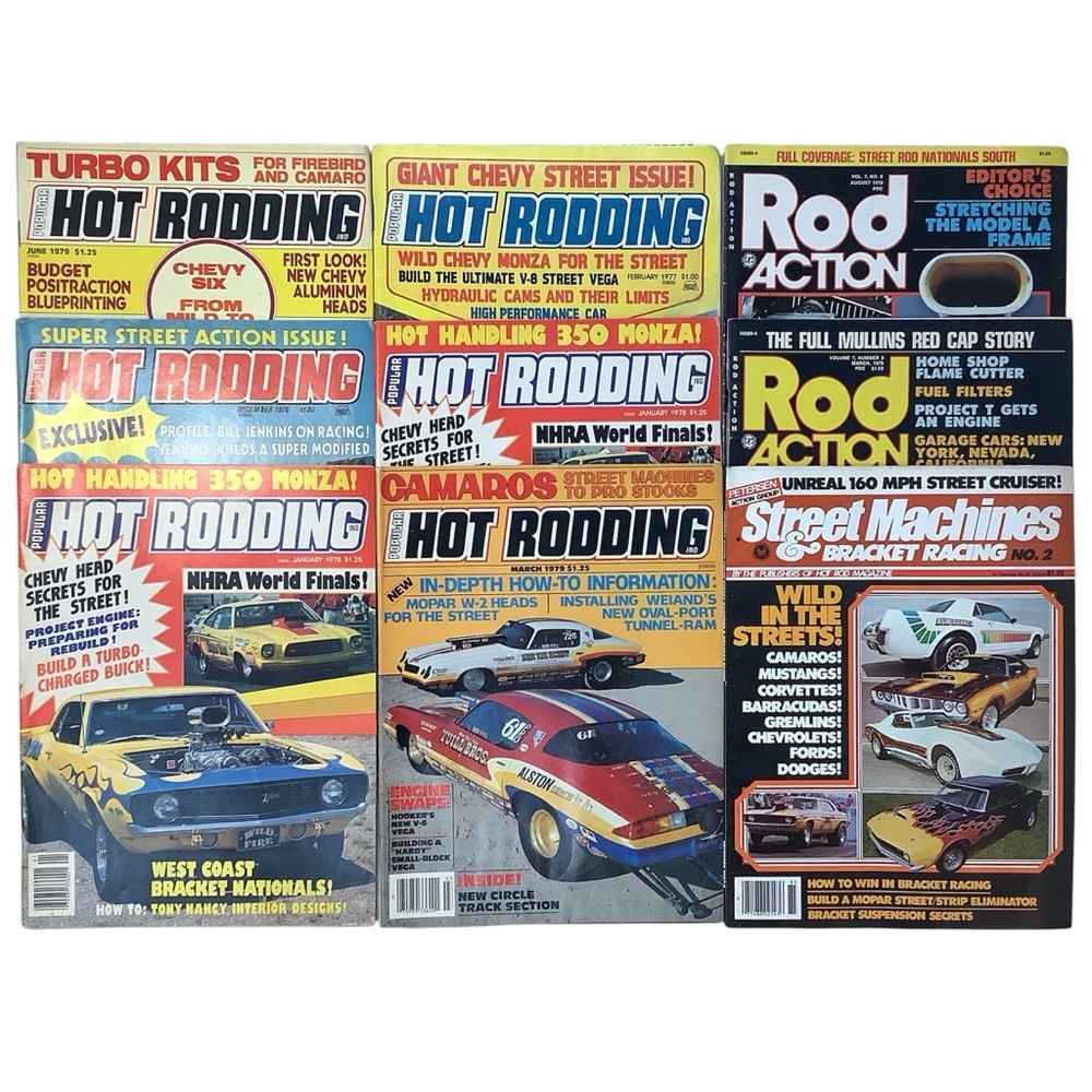 Vintage 70’s Popular Hot Rodding Rod Action Magazine Lot of 10 (1976-79)